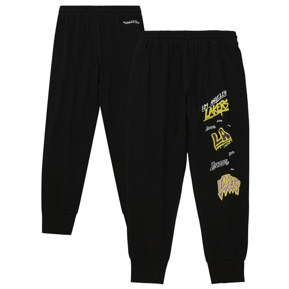 Mitchell & Ness Pants - Los Angeles Lakers Mitchell & Ness Black Slap Sticker Jogger Pants